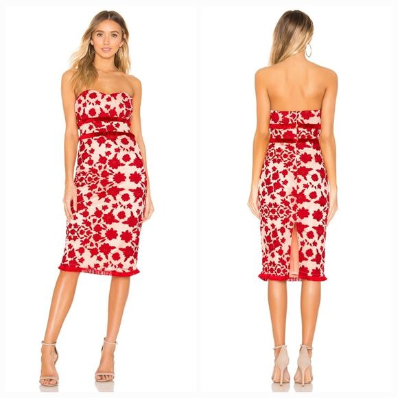 Lovers and Friends Sol Midi Dress in Red XXS